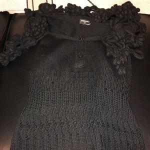 Chanel Black Perforated Wool Chunky Crochet Trim S